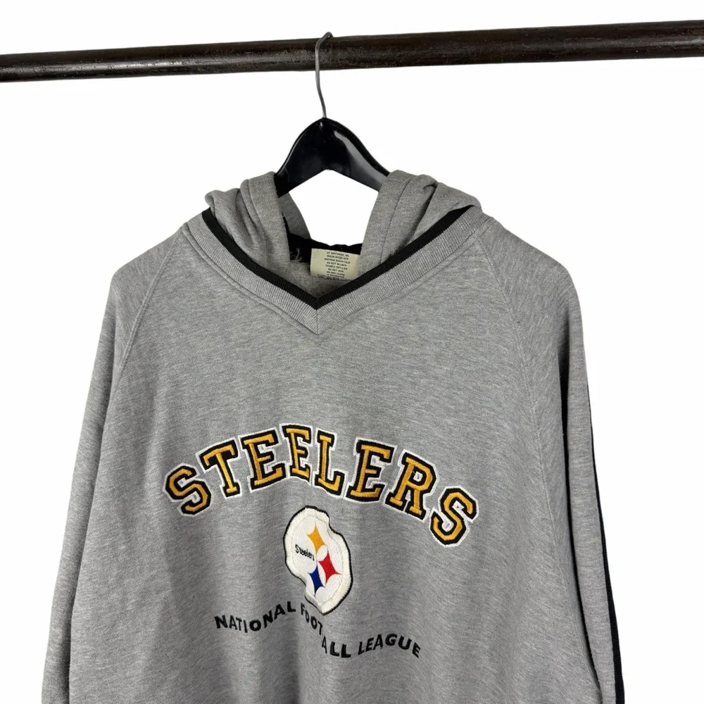 Vintage 90s Lee Sports Pittsburgh Steelers NFL Pullover Hooded Sweatshirt Size L - Picture 7 of 9